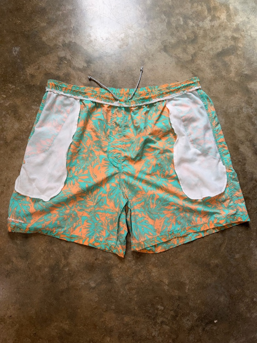 Columbia PFG Tropical Print Swim Trunks Men’s 2XL Orange Teal Beach Shorts - Picture 8 of 11